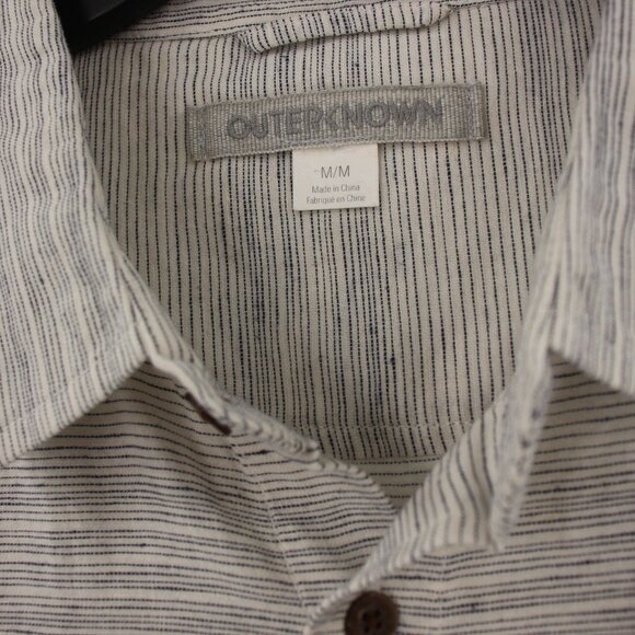 Outerknown Button Up Shirt Mens Medium Short Sleeve Organic Cotton Linen Resort - Picture 4 of 11